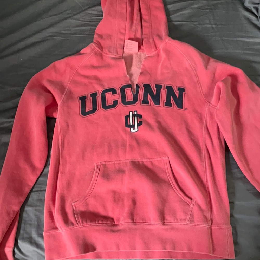 Coral UCONN hooded sweatshirt